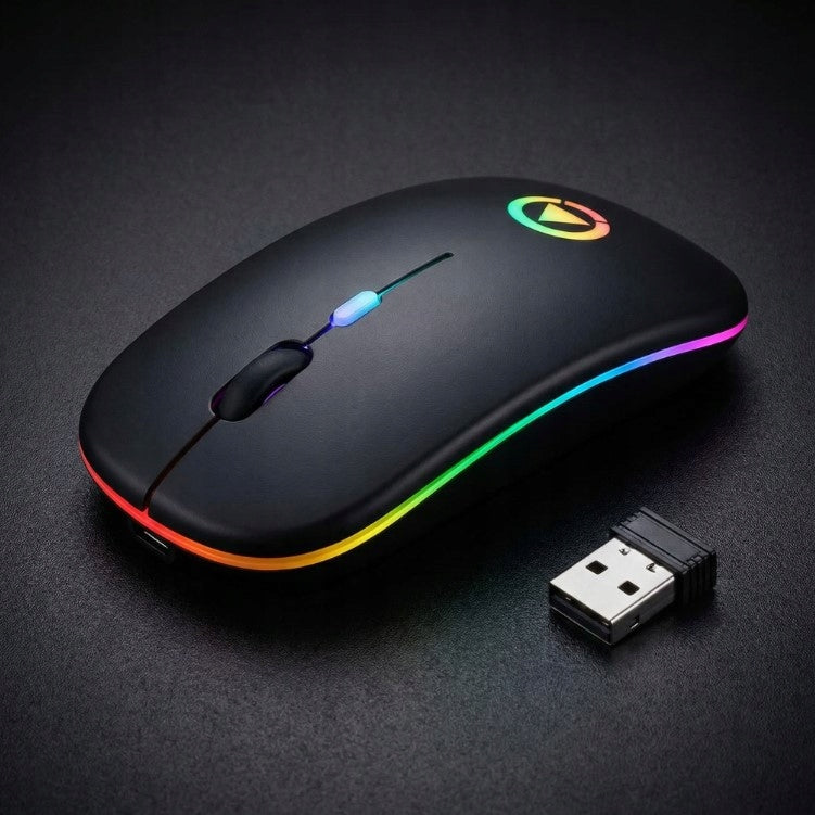 WIRELESS MOUSE FLAT SLIM BACKLIGHT LED RGB QUIET MOUSE BLACK Packaging status original