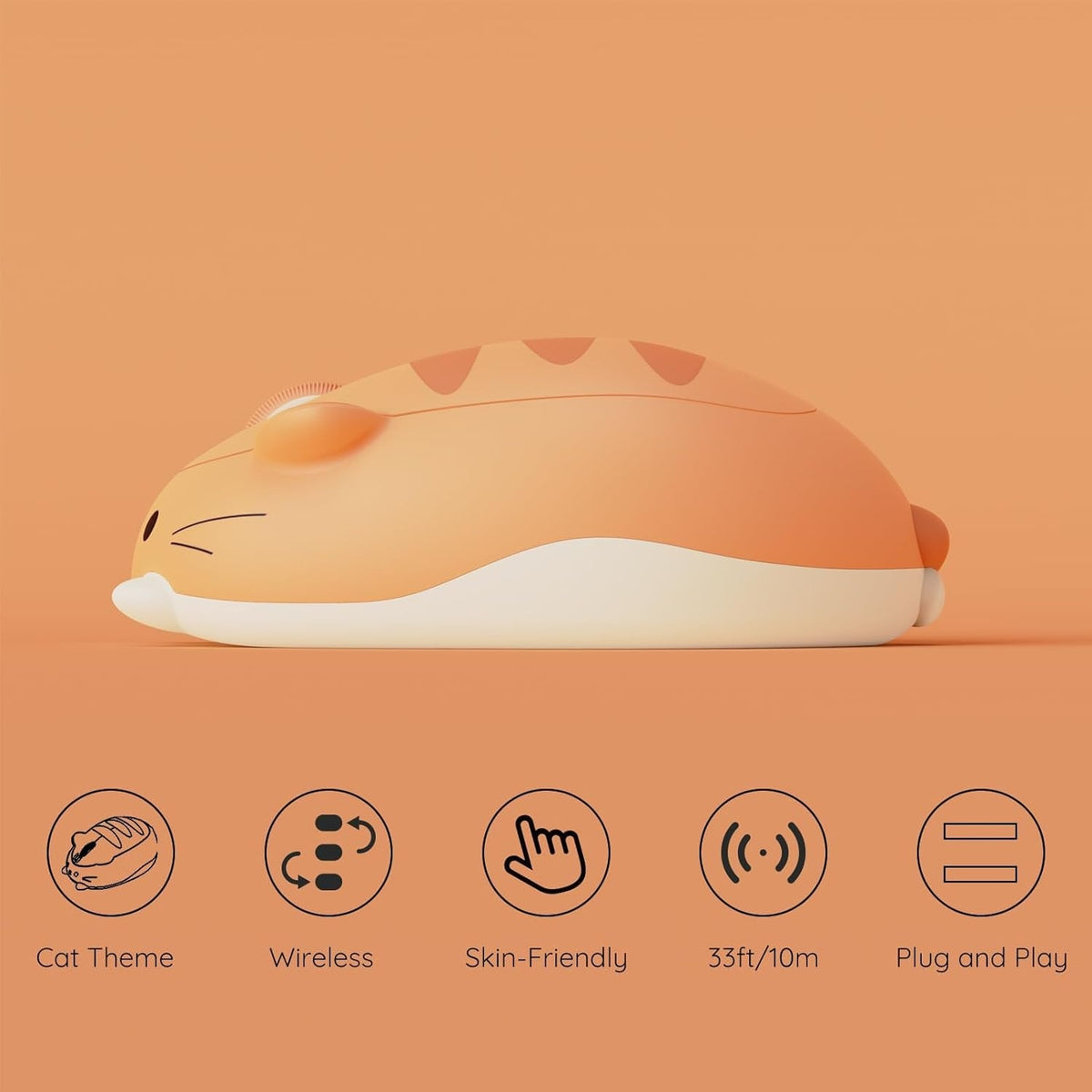 WIRELESS MOUSE GAMING CAT THEME 3200 DPI SILENT CLICK Packaging status original