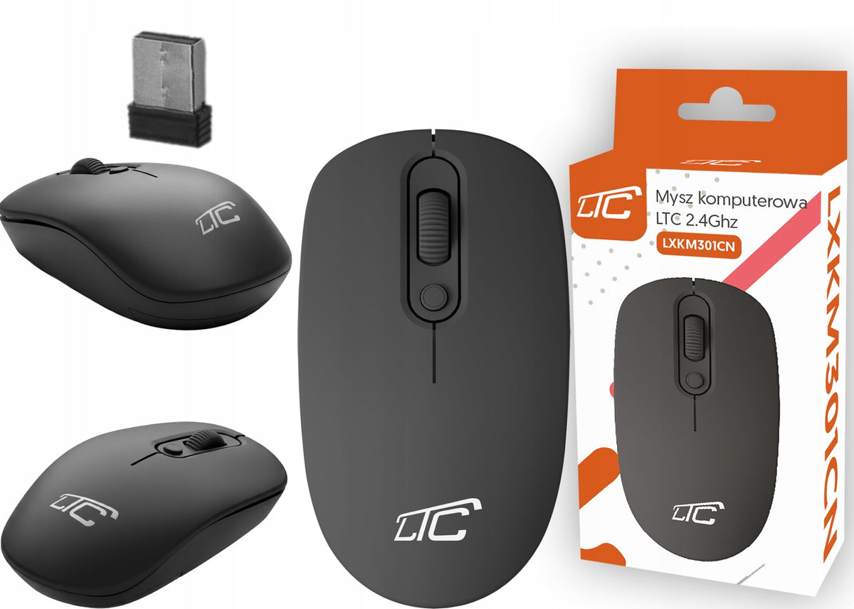 WIRELESS MOUSE LTC 2.4G 1600 DPI BLACK ERGONOMIC FOR LAPTOP PC
