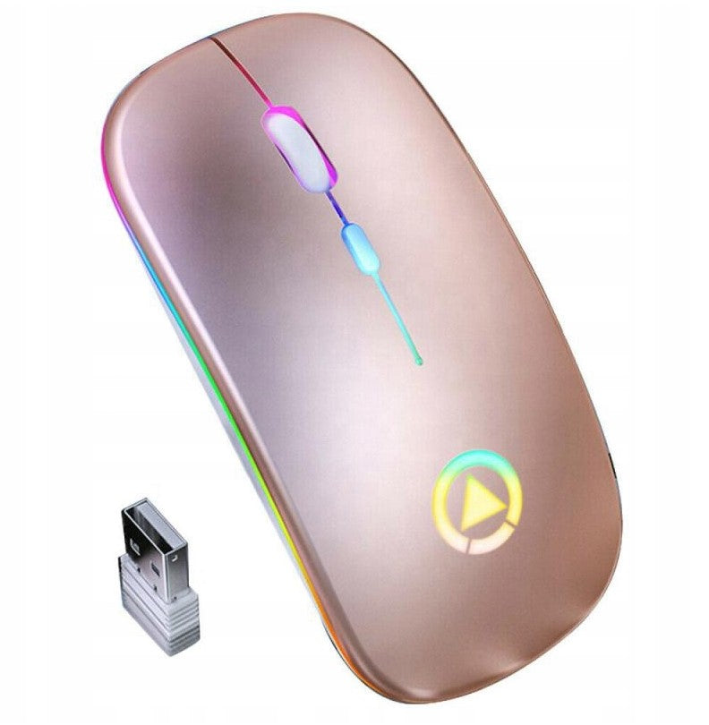 WIRELESS MOUSE OPTICAL QUIET BACKLIGHT LED RGB MOUSE SLIM PINK