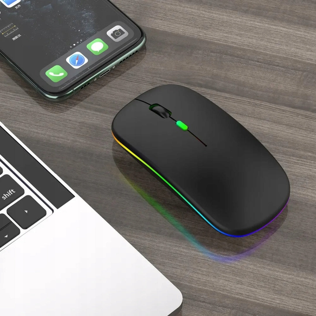 WIRELESS MOUSE QUIET BACKLIT RGB CLICKLESS BLUETOOTH FOR LAPTOP Color black