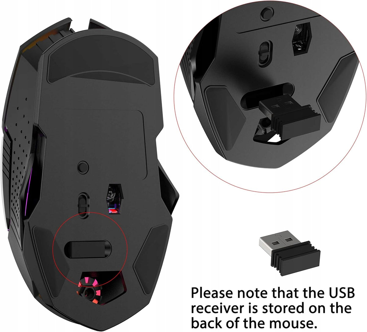 WIRELESS MOUSE QUIET GAMING RGB 2400 DPI RECHARGEABLE Packaging status original
