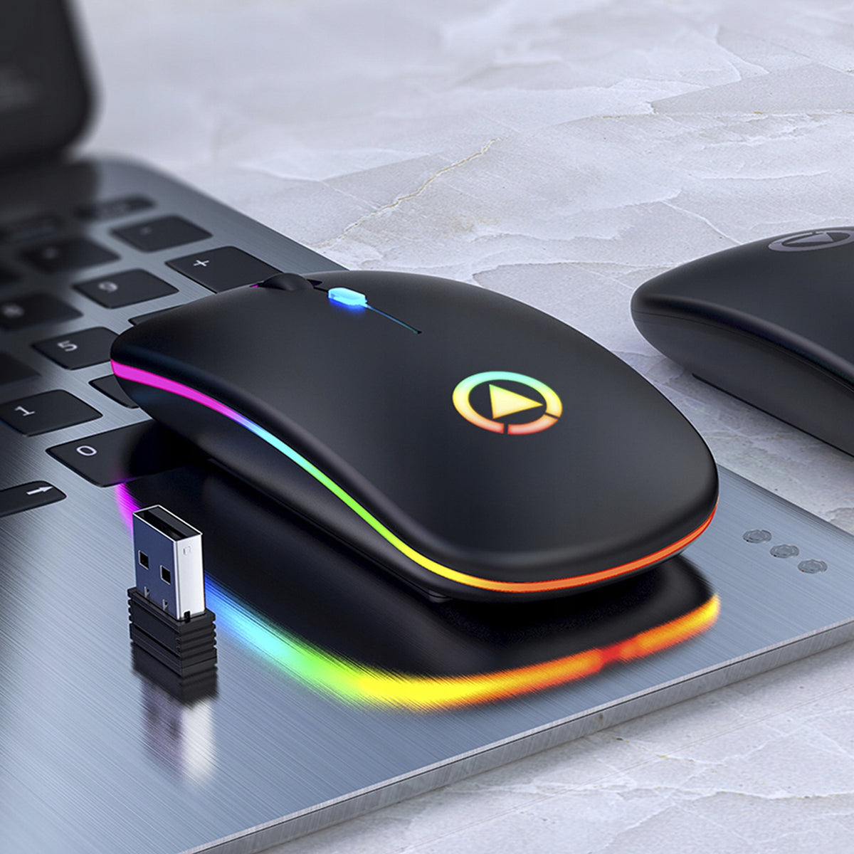 WIRELESS MOUSE SLIM LIGHT QUIET BLUETOOTH RGB Packaging status original