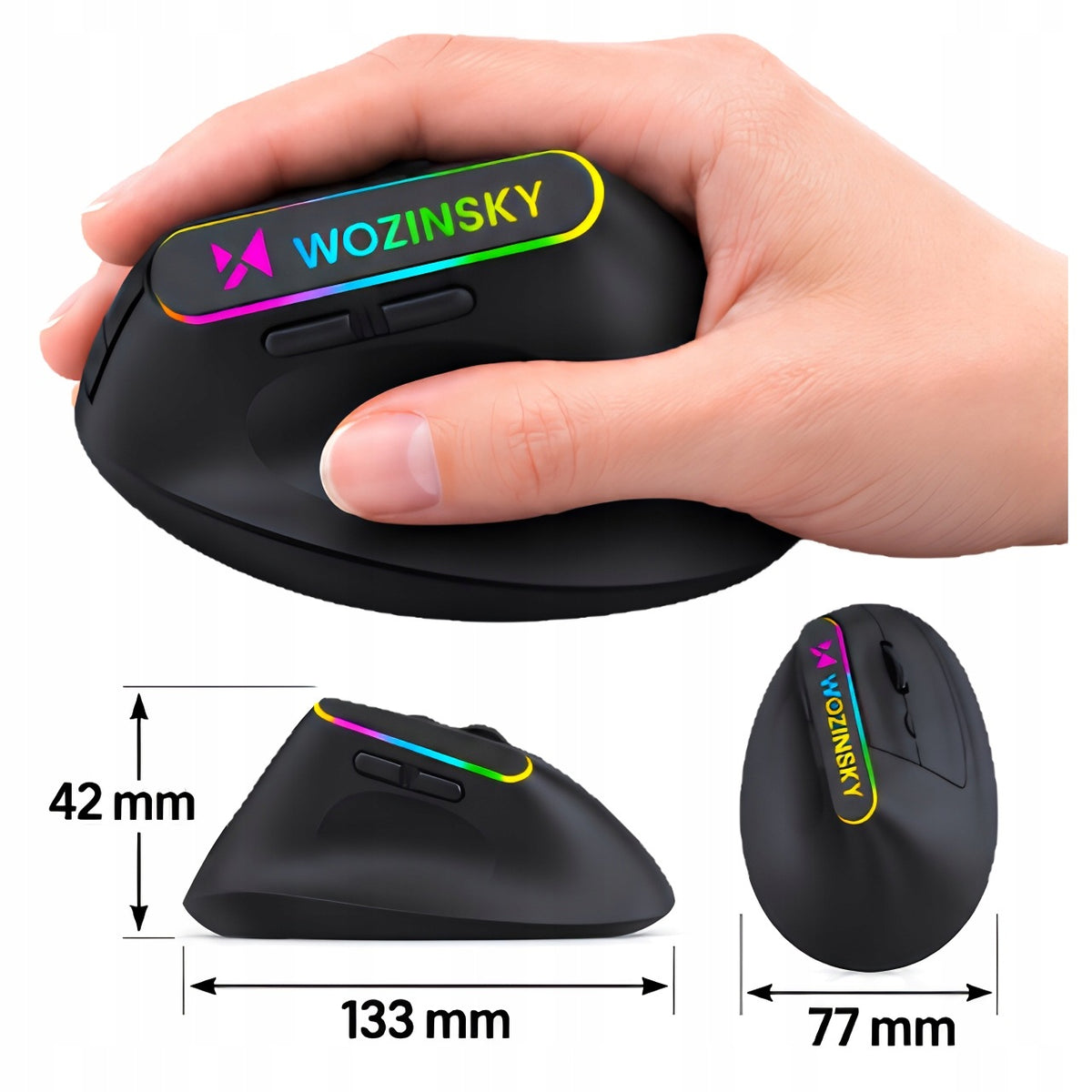 WIRELESS MOUSE VERTICAL ERGONOMIC GAMING RGB 3600 DPI OPTICAL Packaging status original
