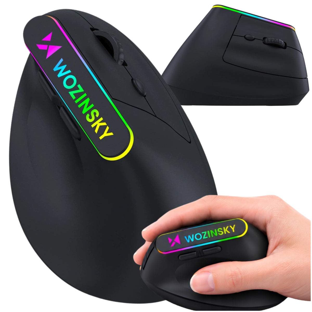 WIRELESS MOUSE VERTICAL ERGONOMIC GAMING RGB 3600 DPI OPTICAL