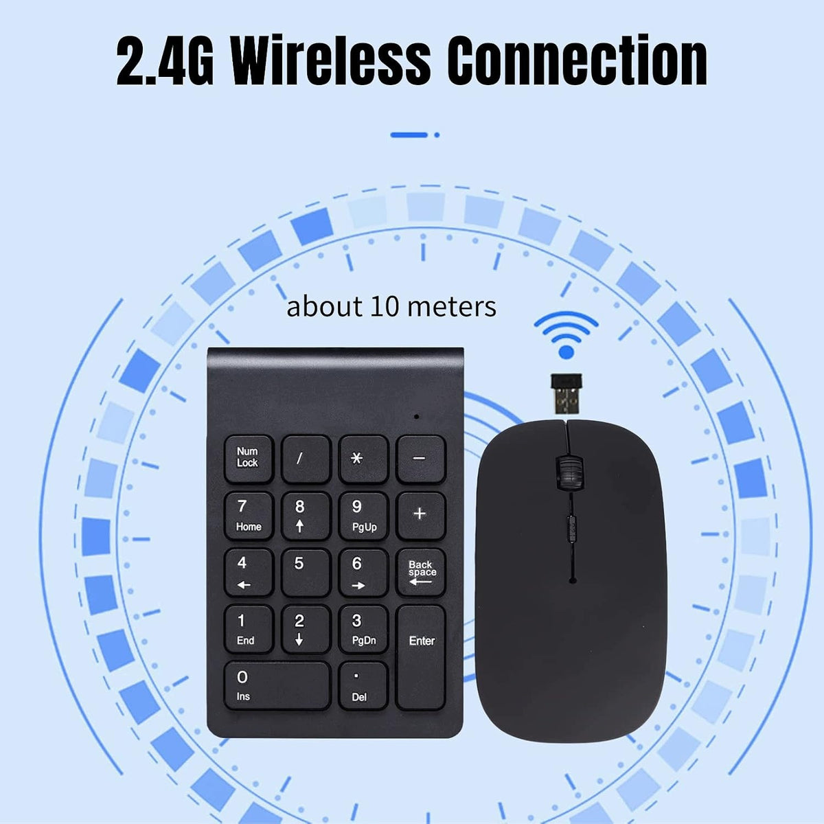 WIRELESS NUMERIC KEYPAD AND MOUSE 1200DPI USB SET Manufacturer code KLAWIATURA NUMERYCZNA MYSZ BEZPRZEWODOWA