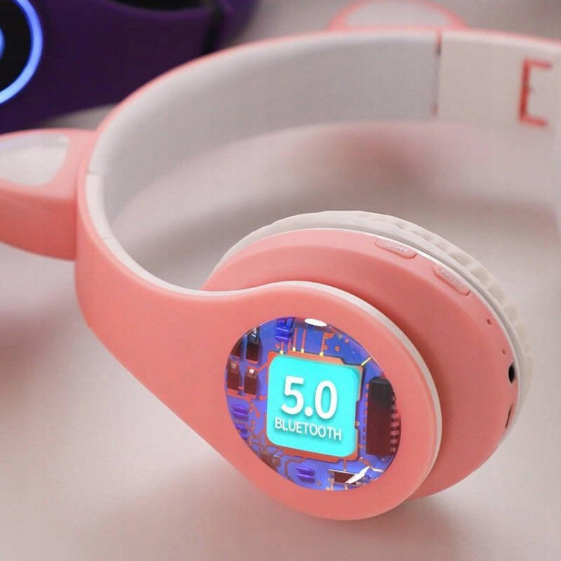 WIRELESS ON-EAR CAT EAR HEADPHONES FOR GIRL LED MICROPHONE RGB Brand no brand