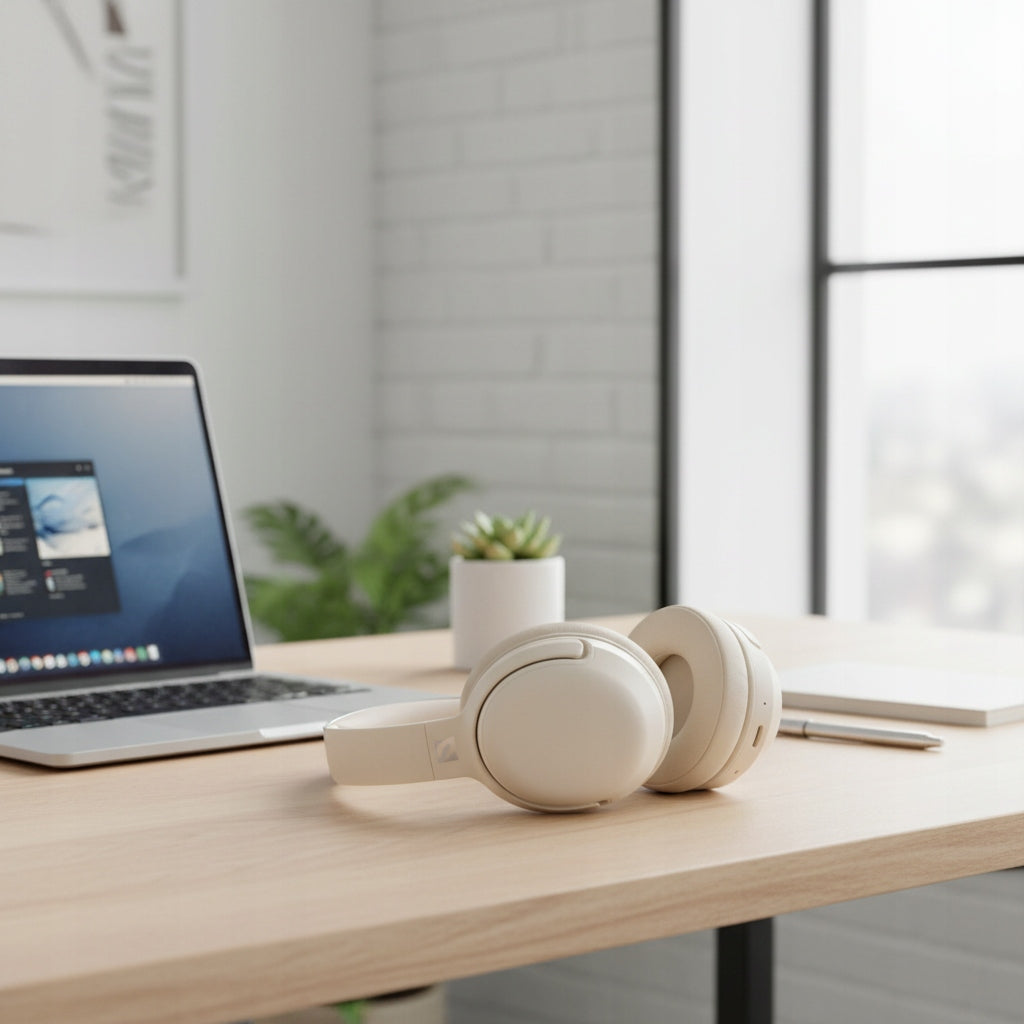 WIRELESS ON-EAR HEADPHONES BEIGE White Bluetooth 5.4 ANC 50h Gaming Packaging status original