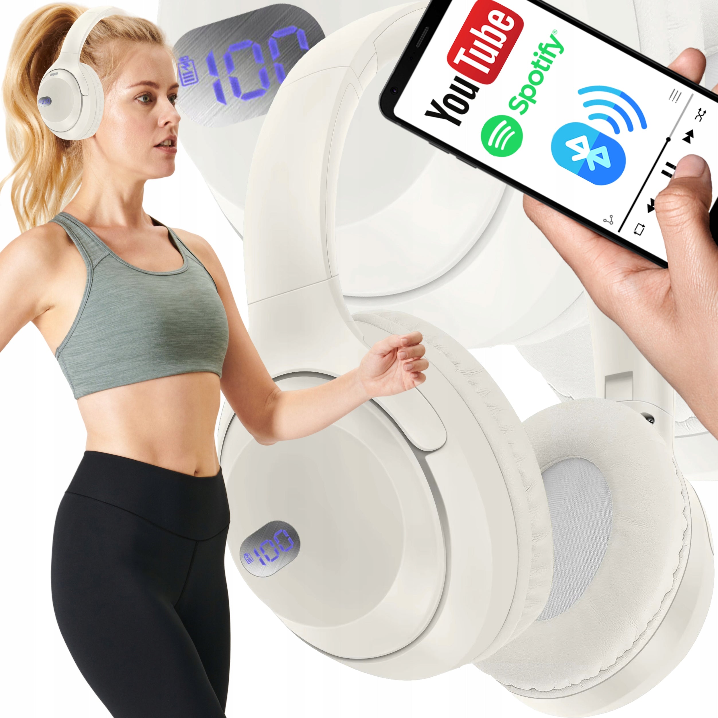 WIRELESS ON-EAR HEADPHONES FOR RUNNING COMPUTER PHONE TV RADIO