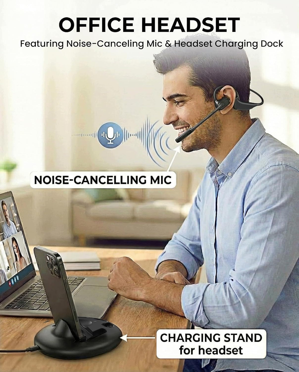WIRELESS OPEN-EAR BLUETOOTH HEADPHONES FOR PC PHONE STATION Brand no brand