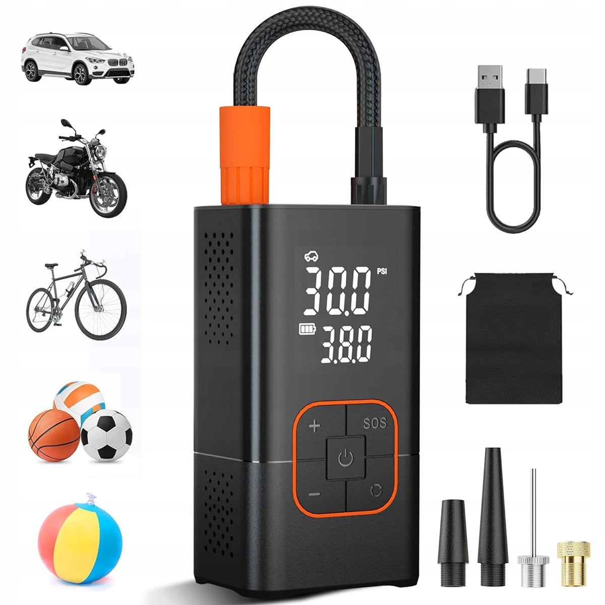 WIRELESS PORTABLE ELECTRIC PUMP CAR BICYCLE COMPRESSOR