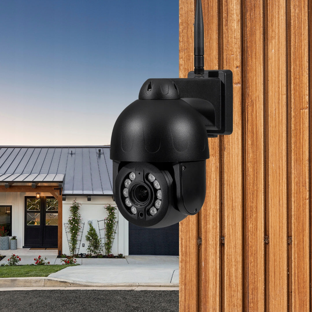 WIRELESS ROTATING OUTDOOR WIFI CAMERA 8MPX UHD 5X ZOOM APPLICATION IR Packaging status original