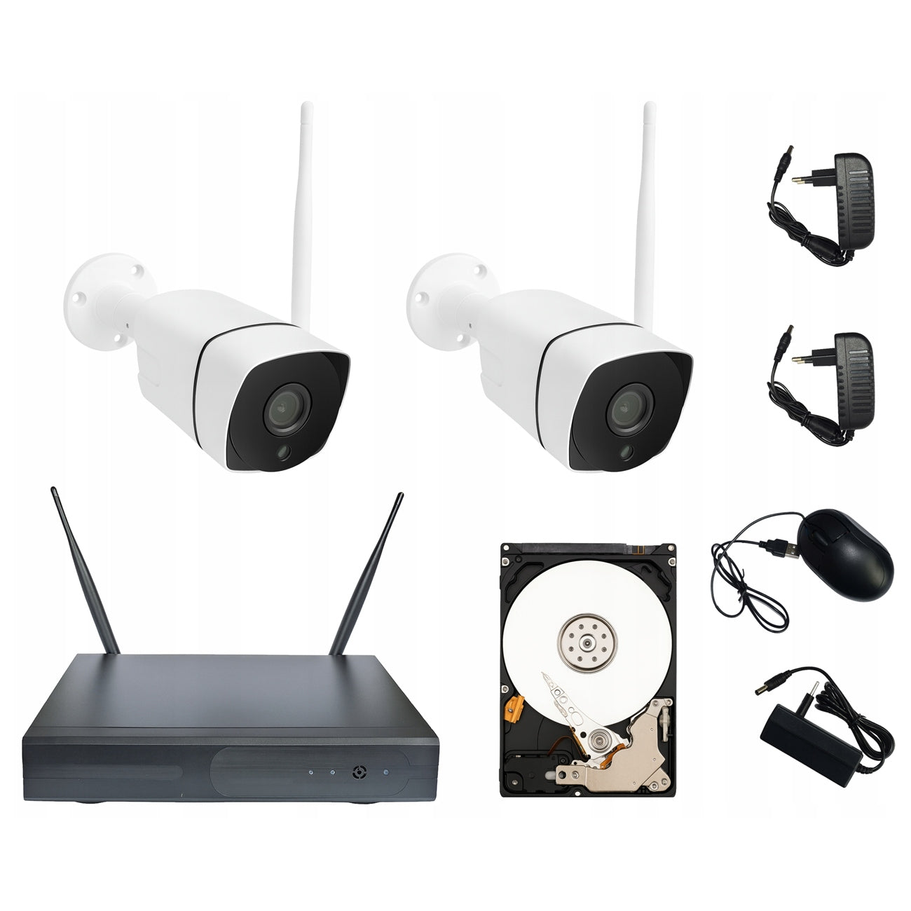 WIRELESS SET OF 2 IP WIFI HD CAMERAS DVR DRIVE 1TB SET