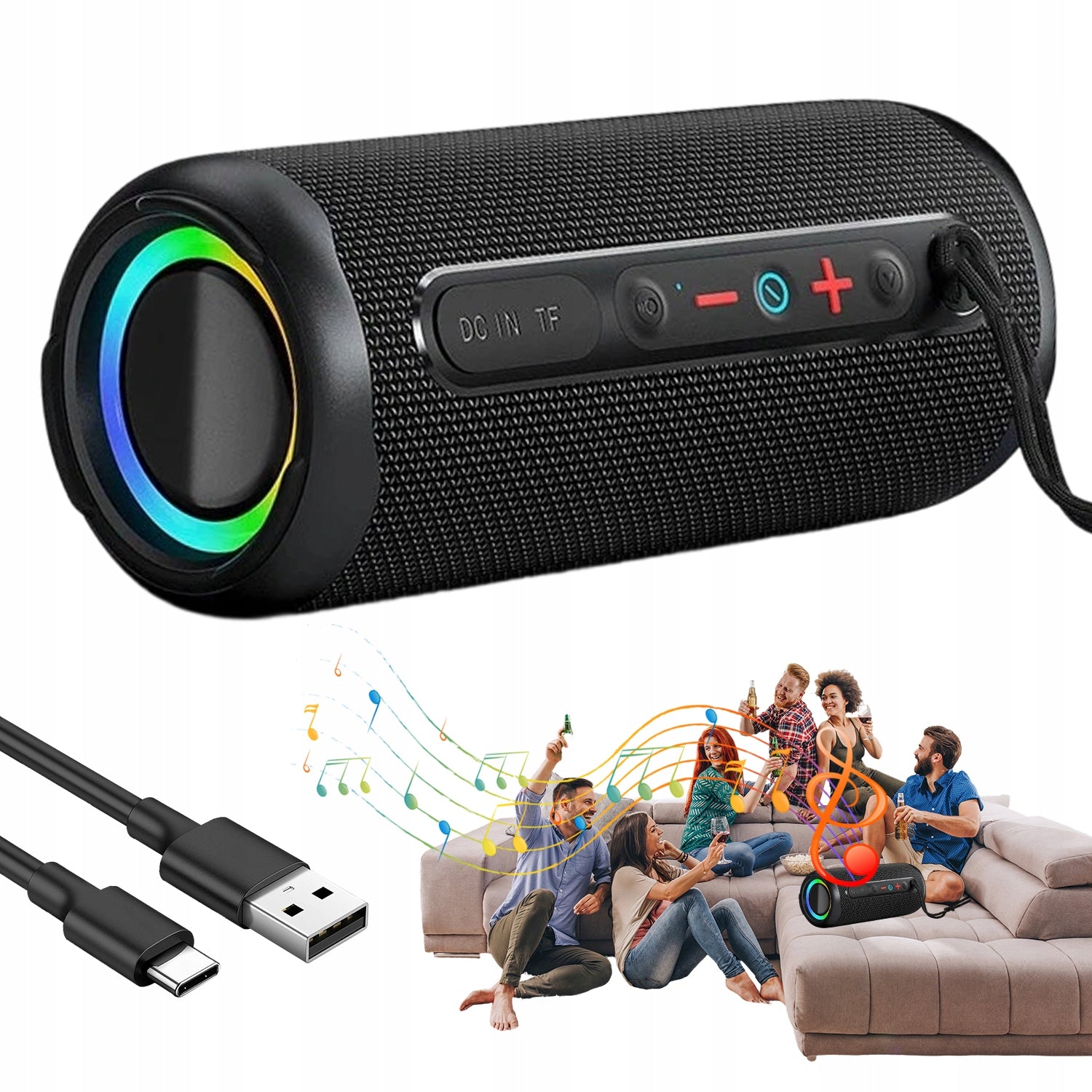 WIRELESS SPEAKER 30W RGB 15 COLORS BLUETOOTH 5.3 TWS 10M MICROPHONE