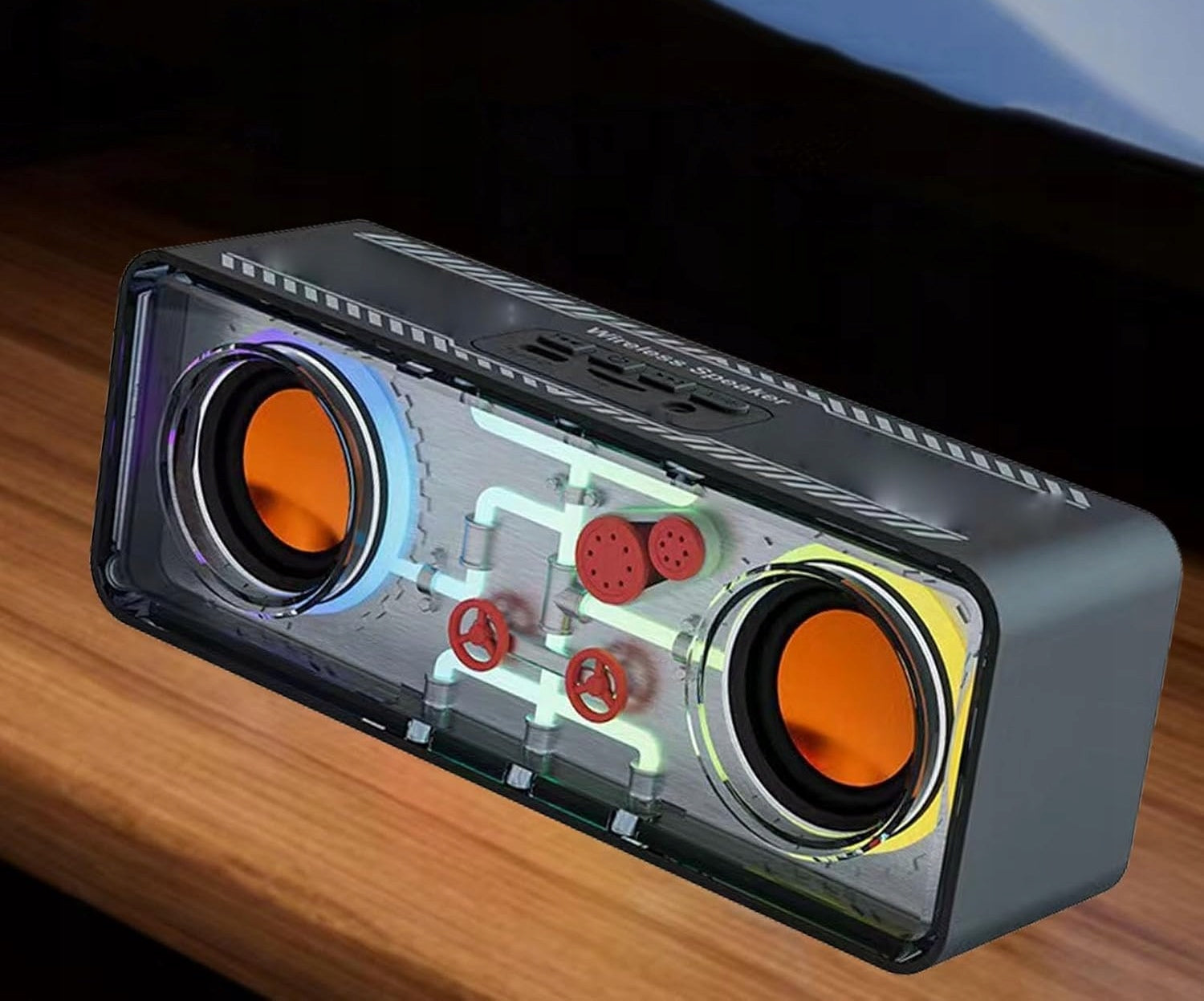 WIRELESS SPEAKER CYBERPUNK A39 STYLISH STRONG BLUETOOTH RGB 10W BLACK Batteries included no