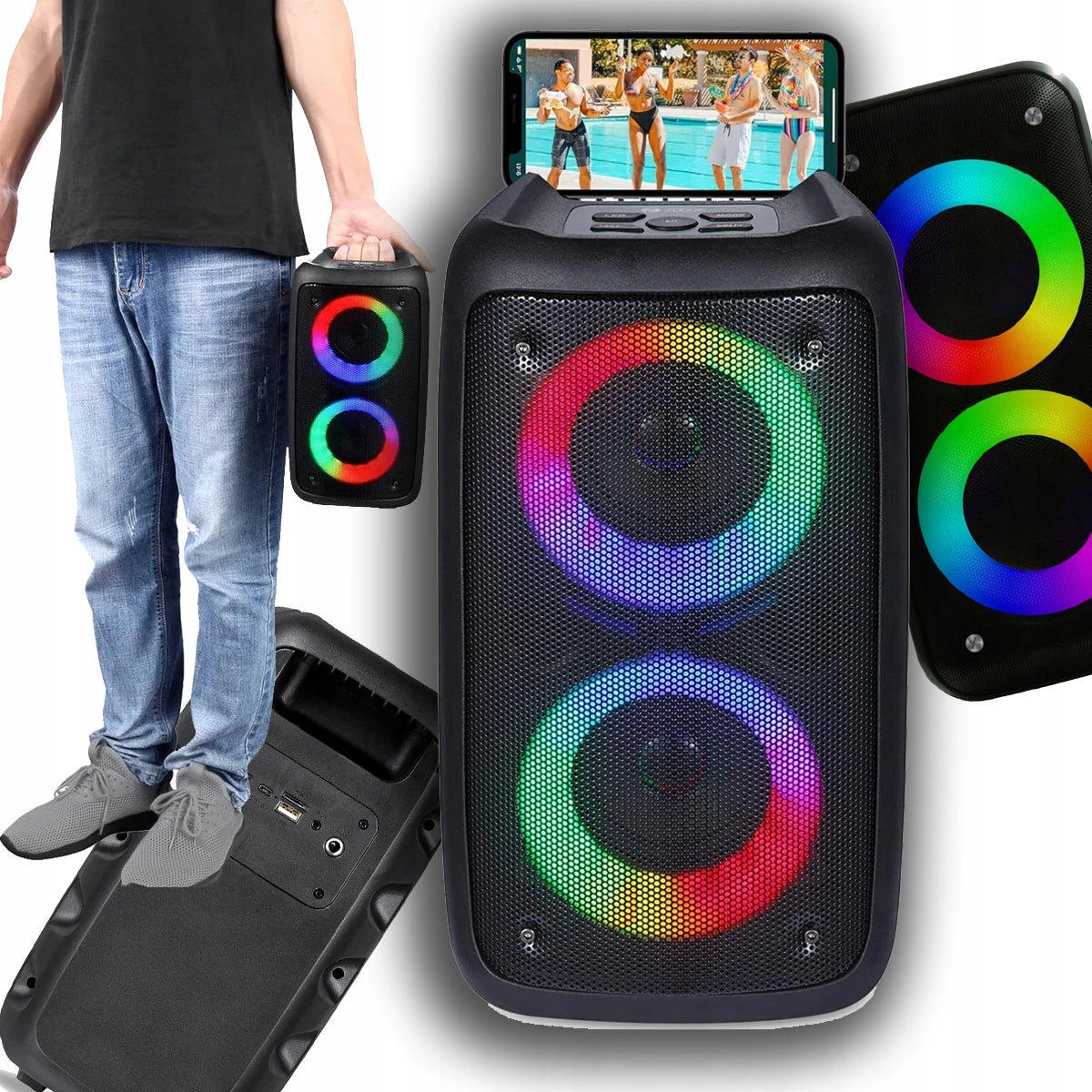 WIRELESS SPEAKER KARAOKE BLUETOOTH AUX COLUMN PARTYBOX USB