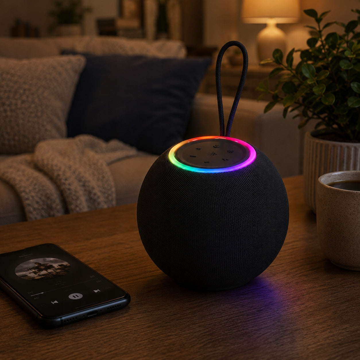 WIRELESS SPEAKER LARGE GLOWING PORTABLE BLUETOOTH FOR PHONE BLACK Packaging status original
