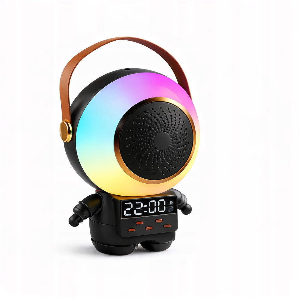 WIRELESS SPEAKER MINI KARAOKE BLUETOOTH RGB 2 MICROPHONES CLOCK BLACK Packaging status original