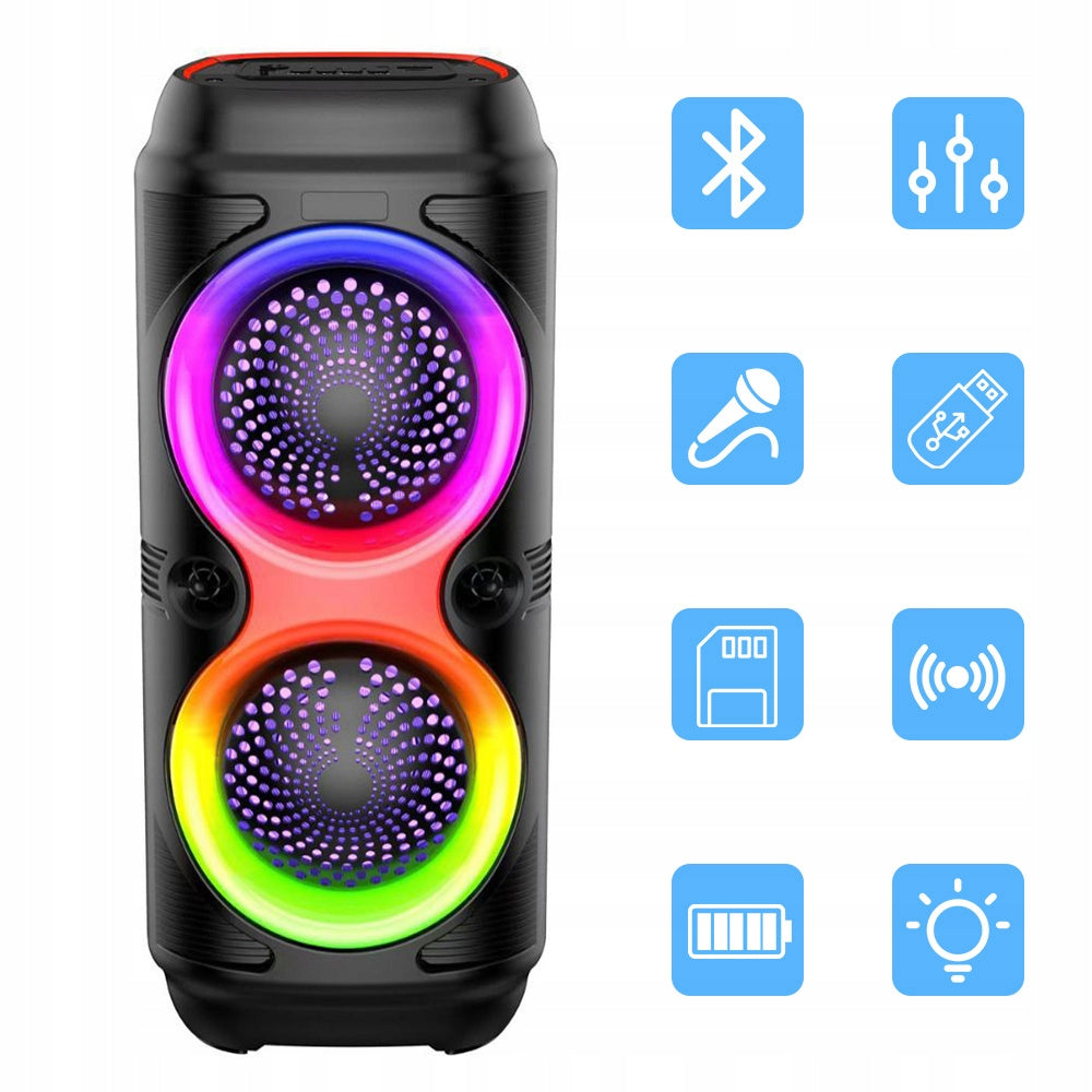 WIRELESS SPEAKER PORTABLE BOOMBOX LED KARAOKE BLUETOOTH RADIO FM USB Packaging status original