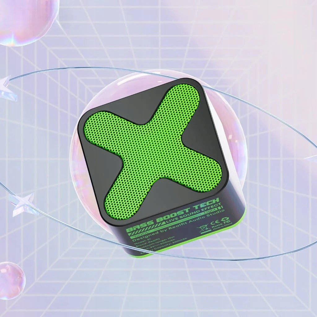 WIRELESS SPEAKER REALFIT S1 MINI BT BLUETOOTH 500MAH 5V BLACK-GREEN Packaging status original