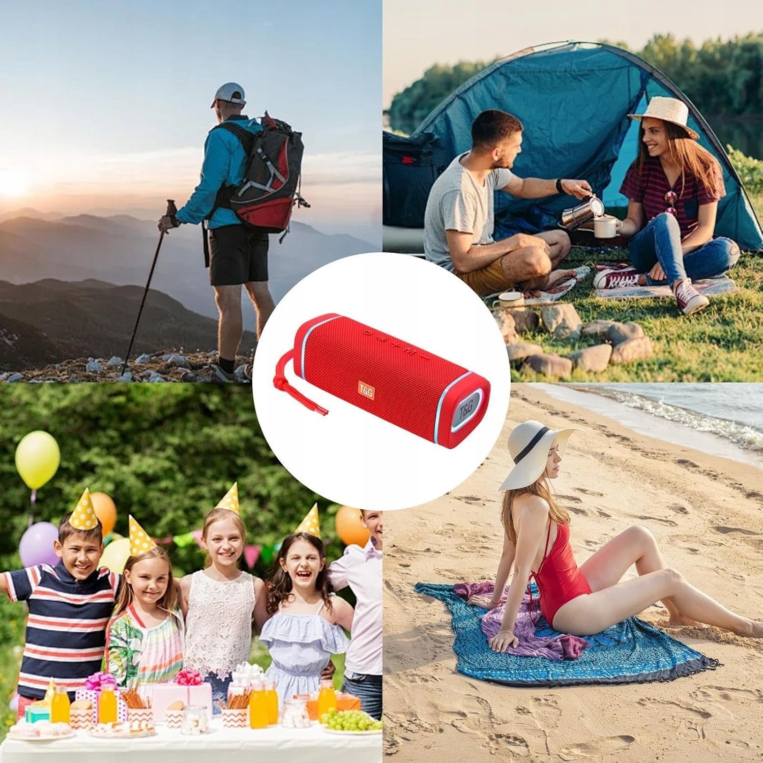 WIRELESS SPEAKER T&G TG375 BASS RADIO BLUETOOTH LED MICROPHONE RED Packaging status original