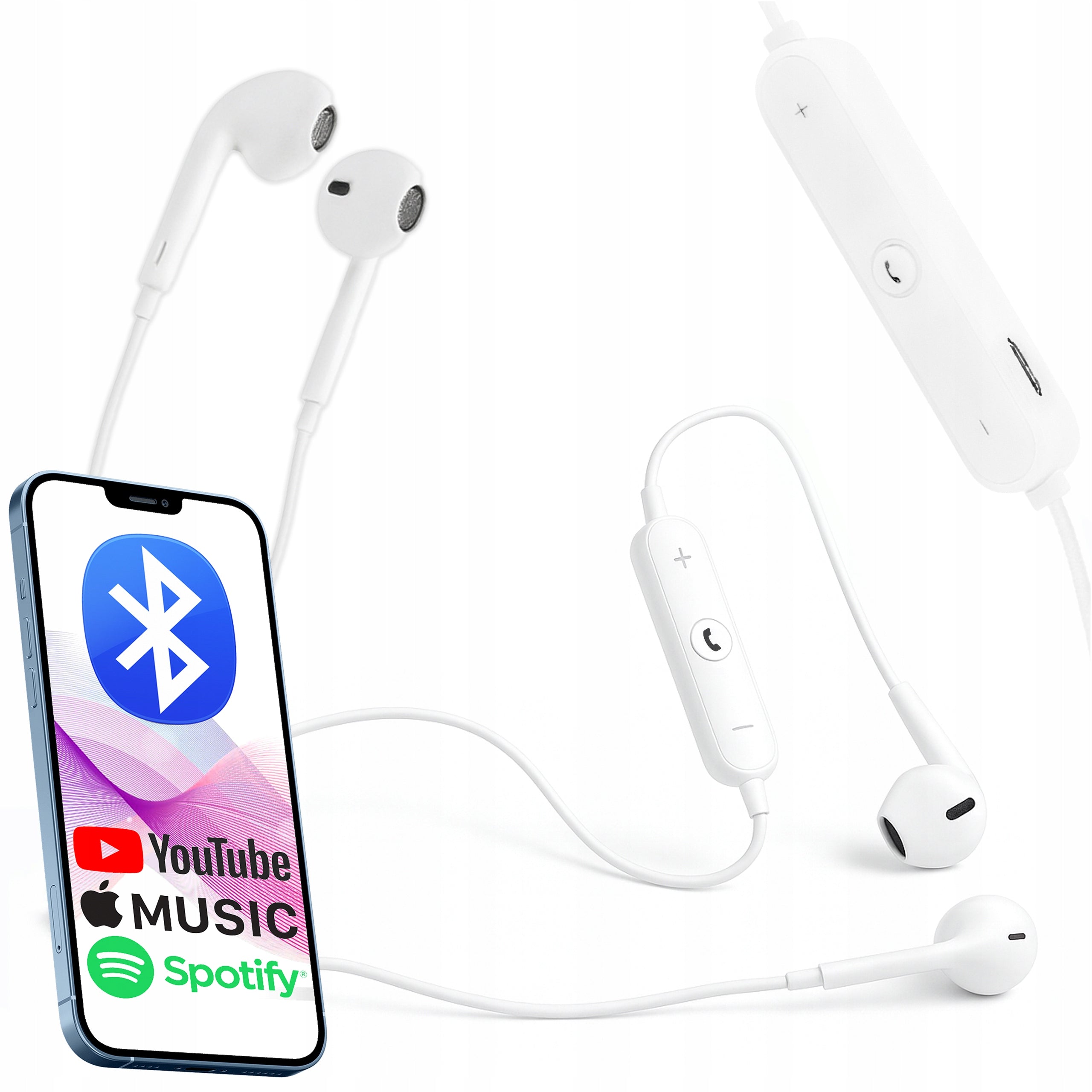 WIRELESS SPORT HEADPHONES BLUETOOTH USB MICROPHONE WHITE