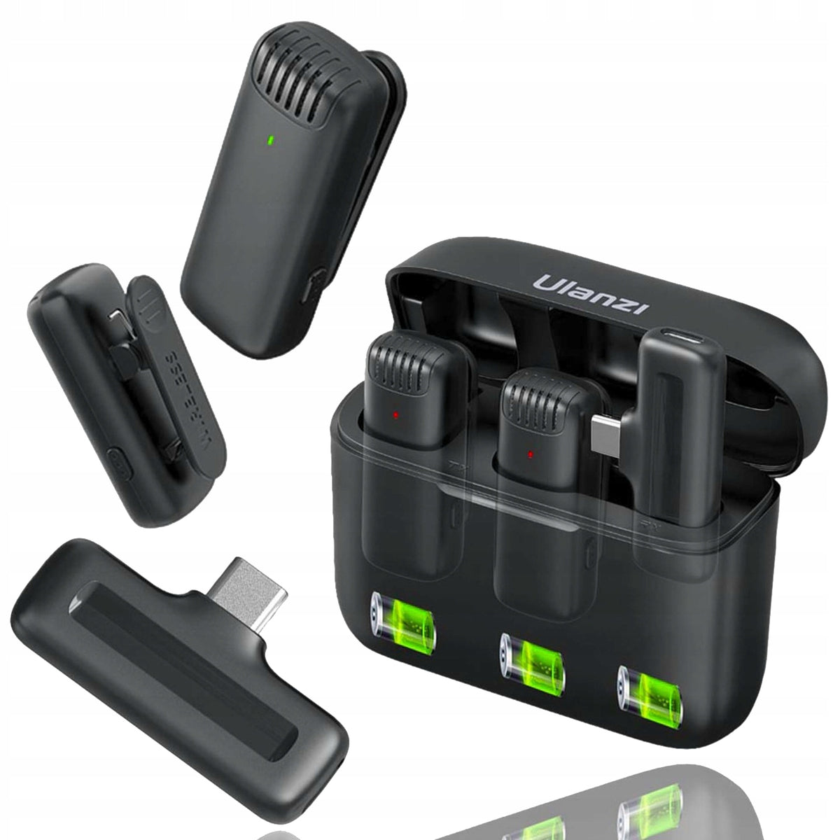 WIRELESS TIE MICROPHONE FOR USB-C PHONE RECEIVER TRANSMITTER
