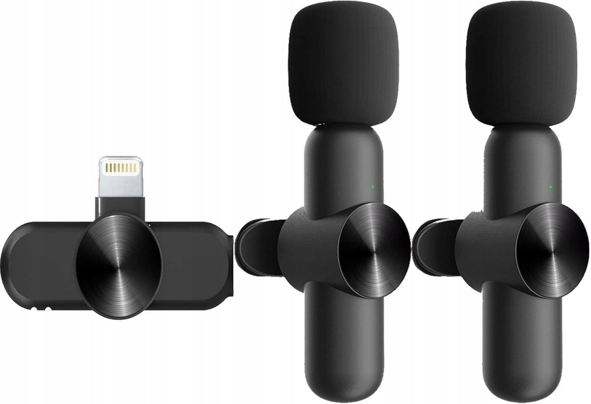 WIRELESS TIE MICROPHONE x2 for iPhone iPad Lightning LAVALIER K2