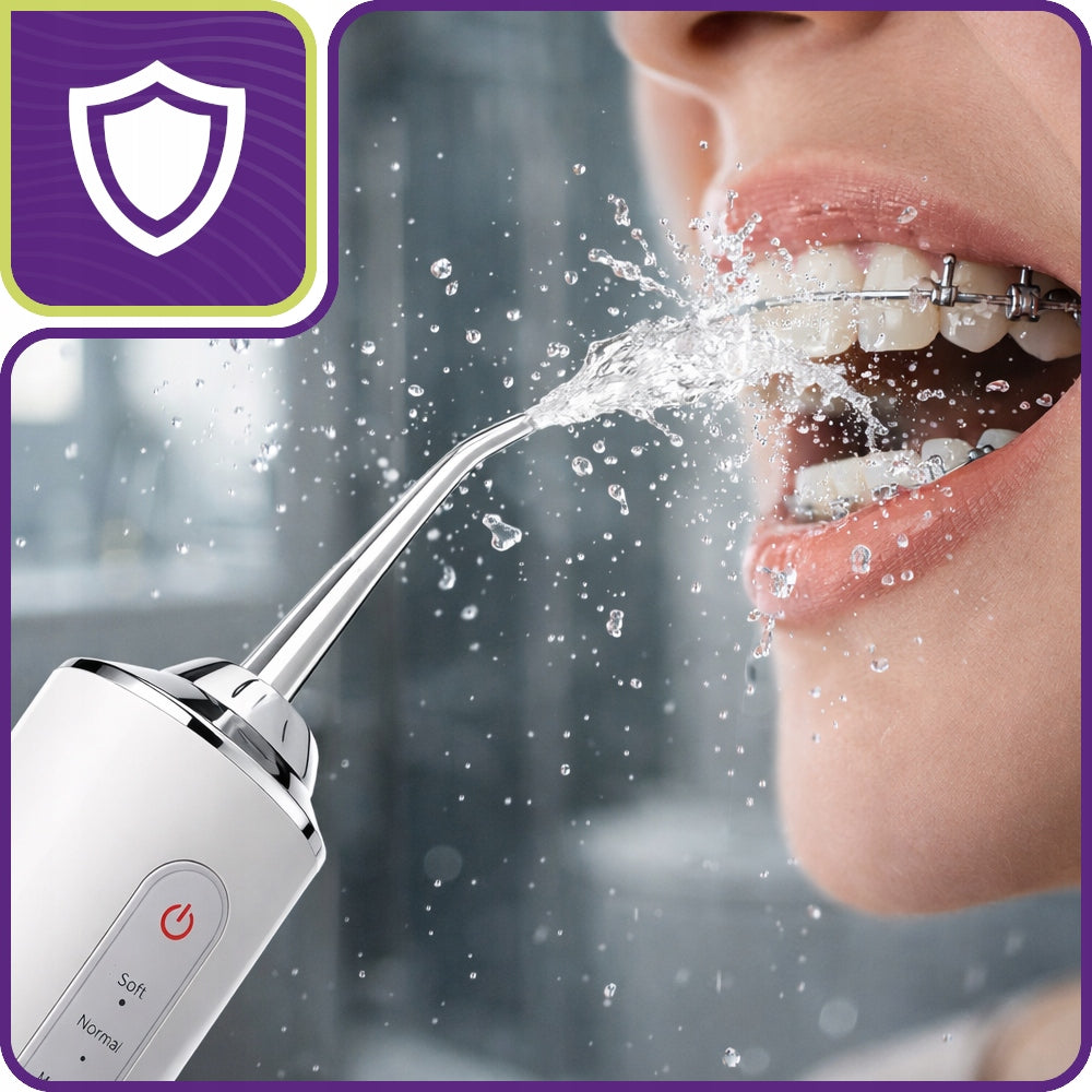 WIRELESS TOOTH IRRIGATOR 4 TIPS 3 DENTAL MODES STRONG 230ML Packaging status original