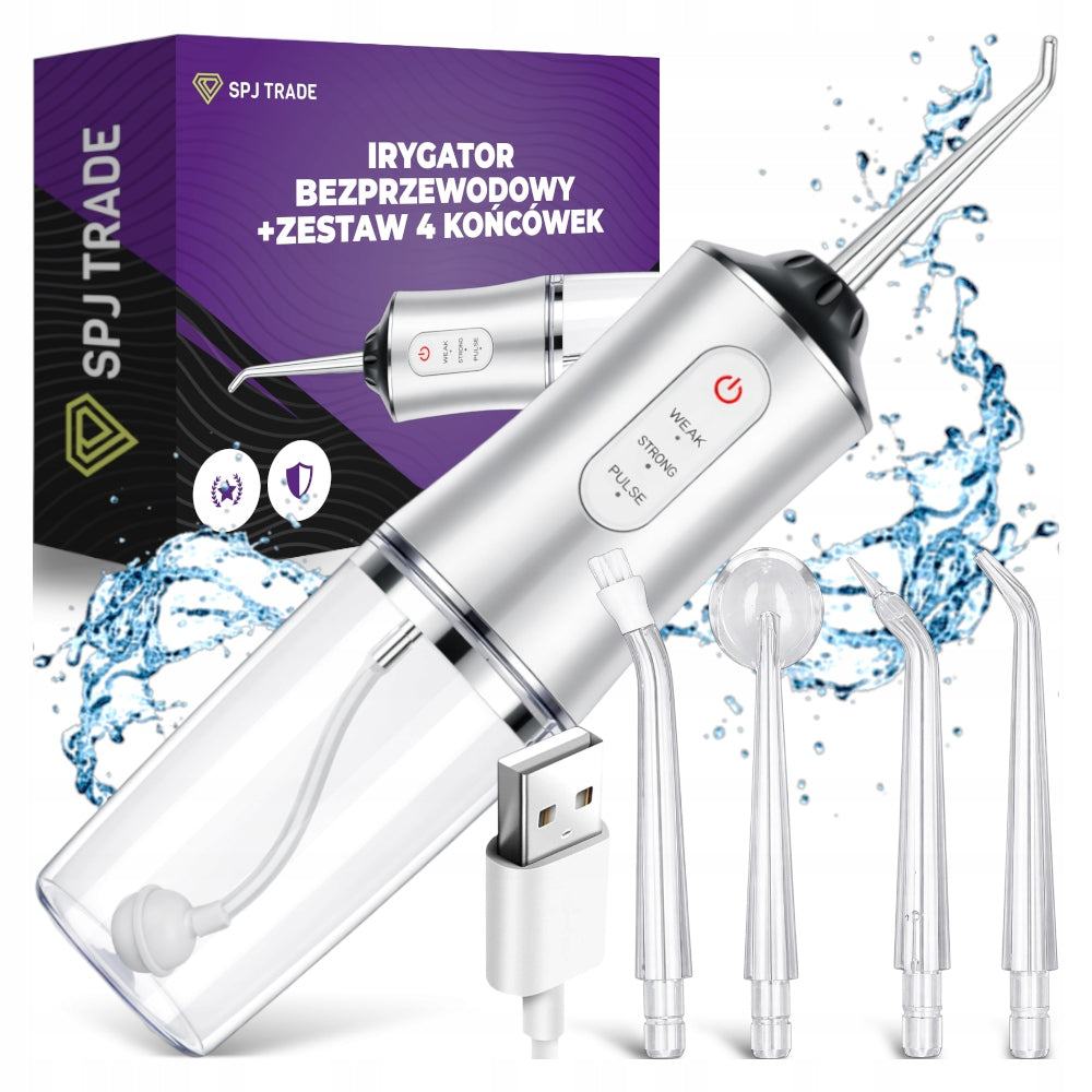 WIRELESS TOOTH IRRIGATOR 4 TIPS 3 DENTAL MODES STRONG 230ML