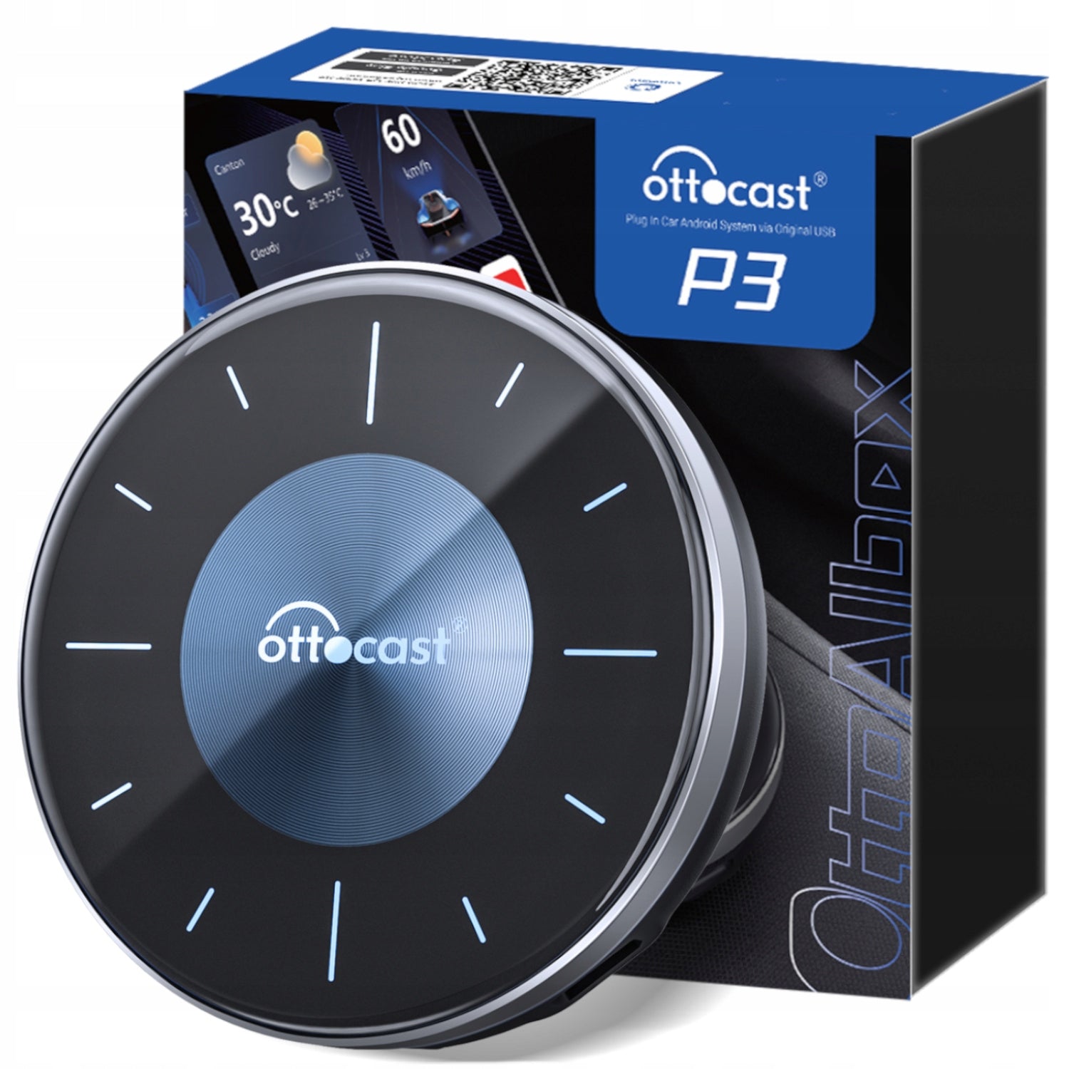 WIRELESS TRANSMITTER OTTOCAST P3 8/128 GB ANDROID AUTO CARPLAY SIM LTE