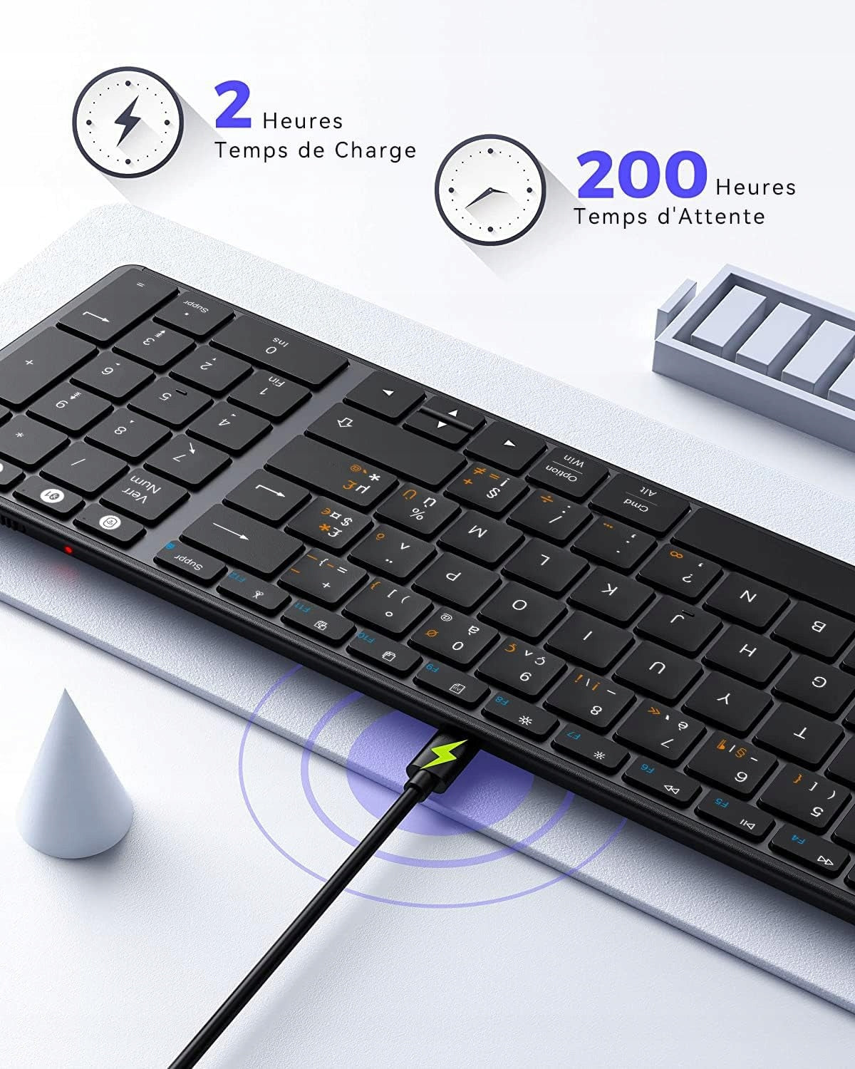 WIRELESS USB BLUETOOTH KEYBOARD 2.4G GREY AZERTY J. FRENCH Manufacturer ASHU