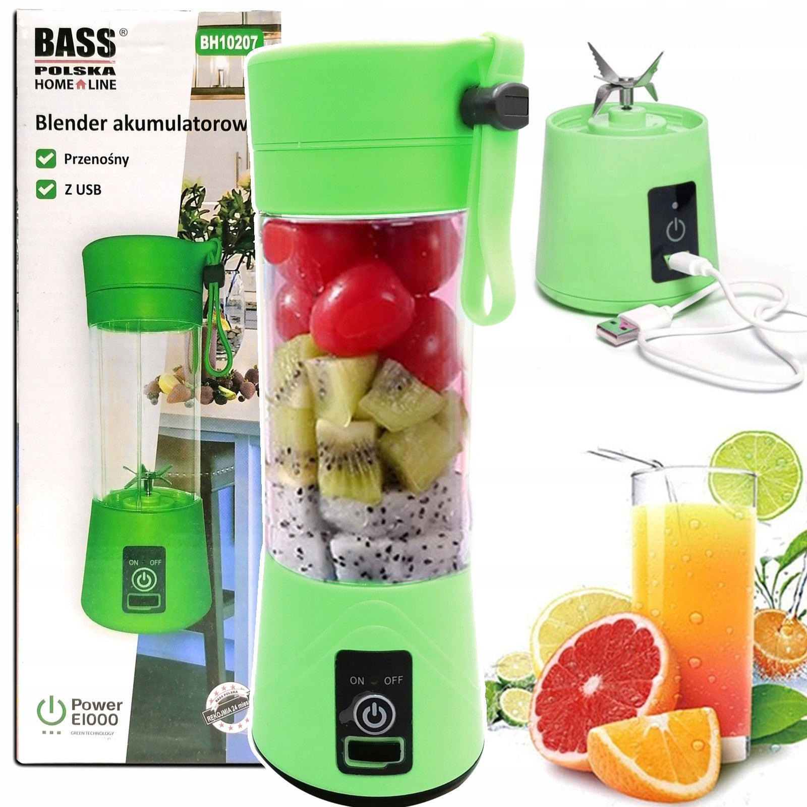 WIRELESS USB Hand Blender GREEN 25W Brand Bass