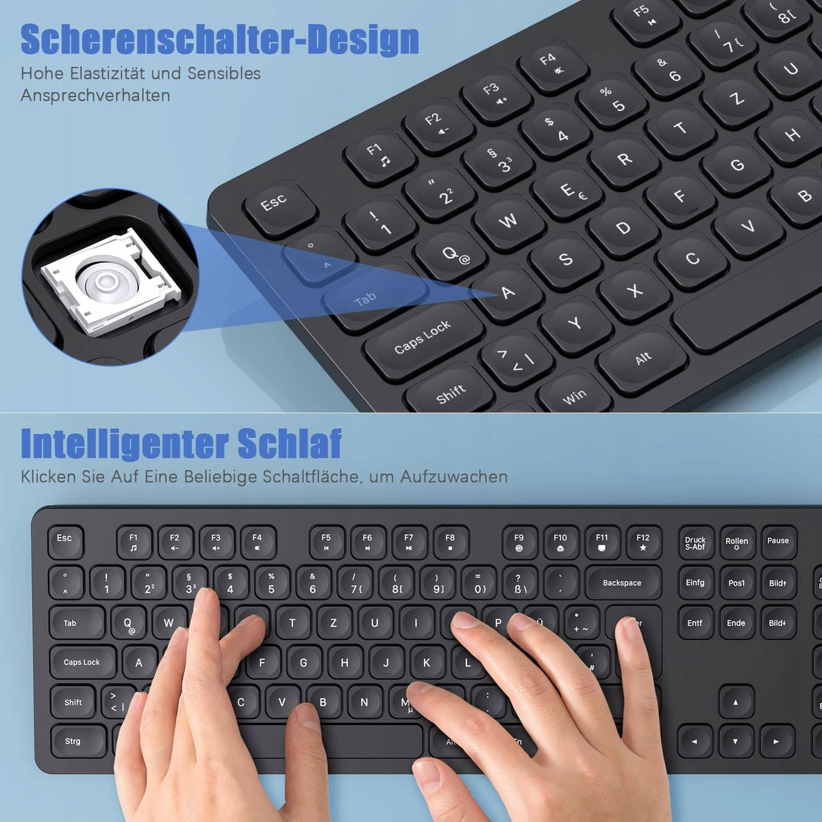 WIRELESS USB KEYBOARD 2.4G BLACK QWERTZ GERMAN +MOUSE Packaging status original