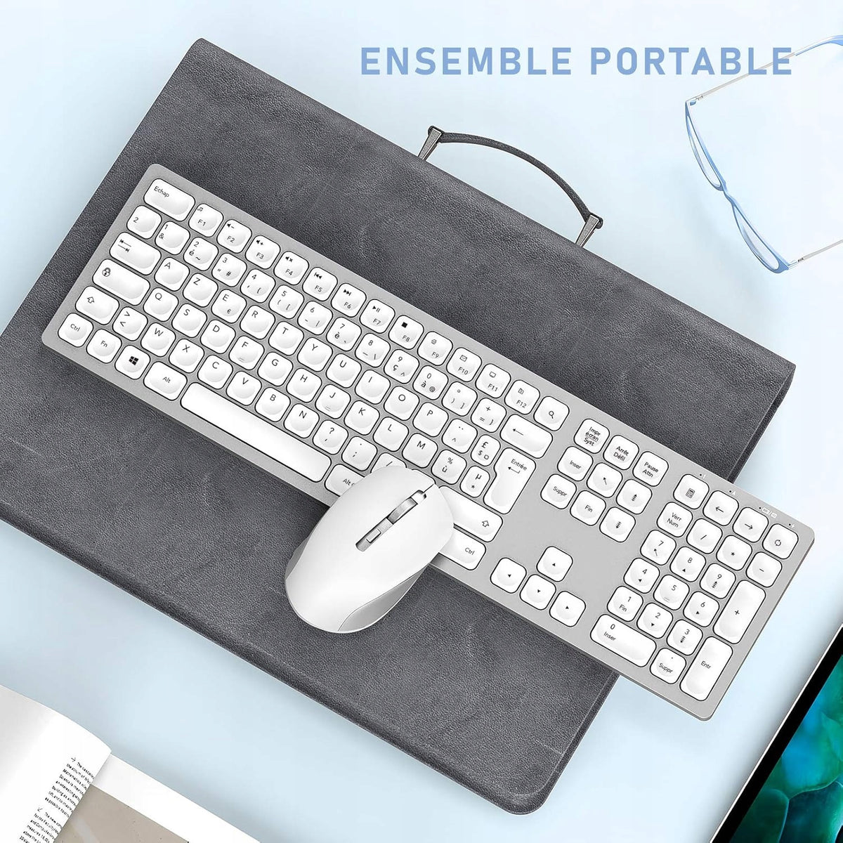 WIRELESS USB KEYBOARD 2.4G WHITE FRENCH AZERTY +MOUSE Manufacturer ASHU