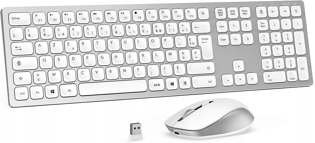 WIRELESS USB KEYBOARD 2.4G WHITE FRENCH AZERTY +MOUSE