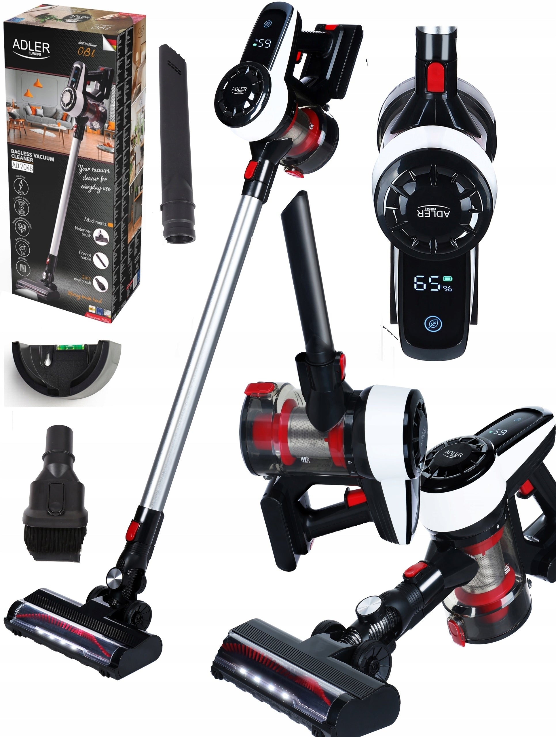 WIRELESS VACUUM CLEANER VERTICAL CYCLONE POWERFUL Adler AD7048