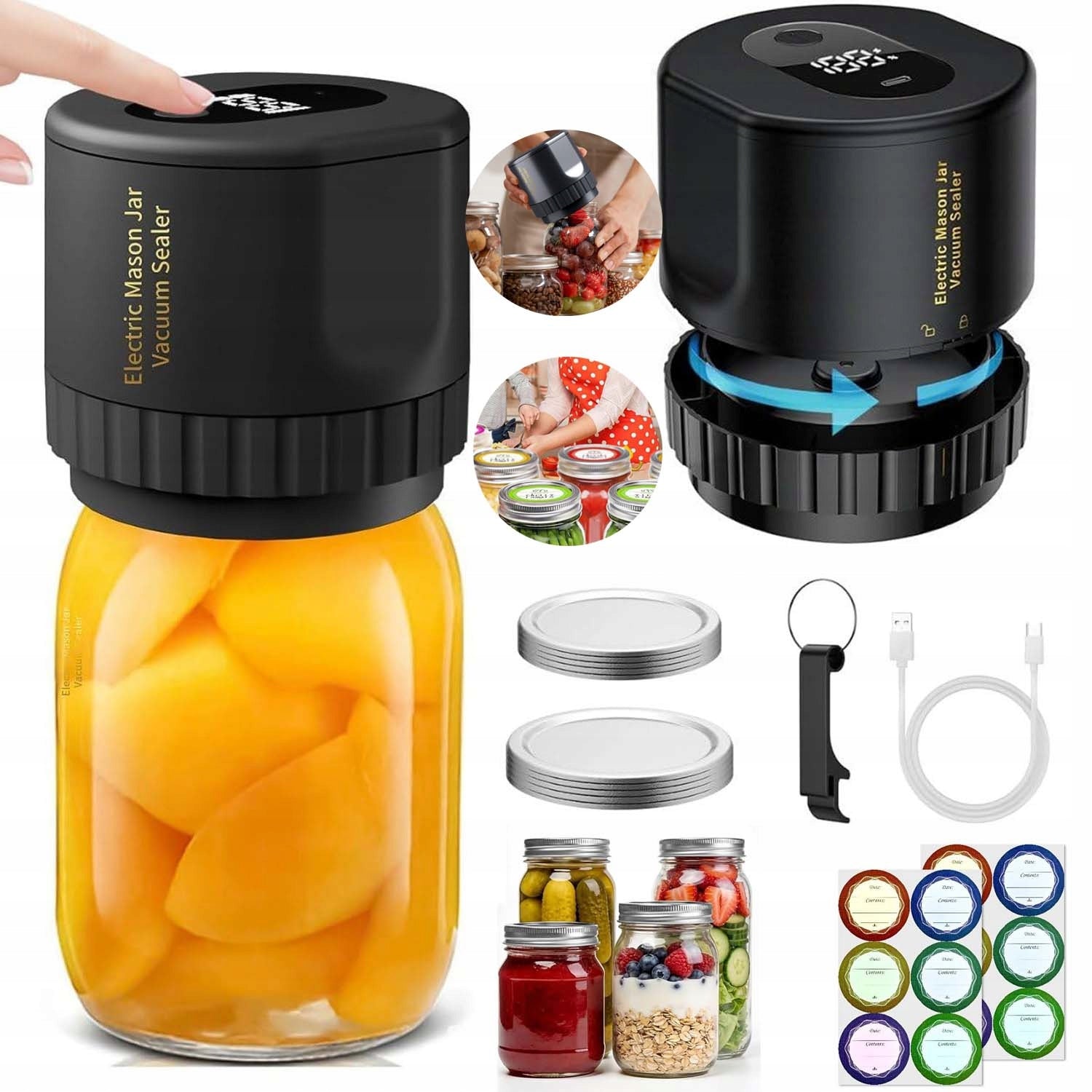WIRELESS VACUUM SEALER FOR USB JARS 10 NUTS INCLUDED