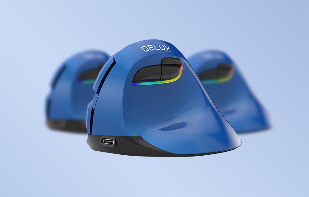 WIRELESS VERTICAL MOUSE BT + 2,4GHZ BLUE DELUX M618MINI Packaging status original
