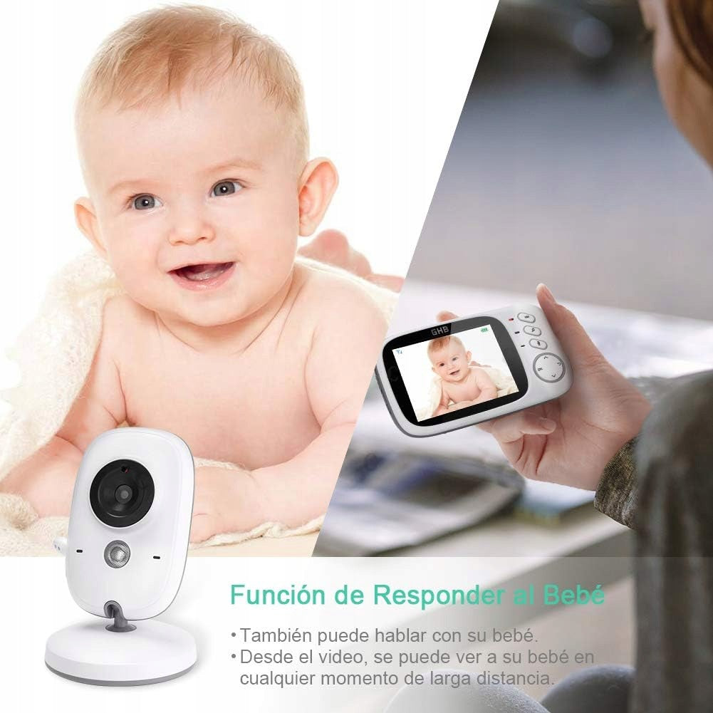 WIRELESS VIDEO-NANNY 3,2" LCD NIGHT VISION INTERCOM THERMOMETER Kind breathing monitor