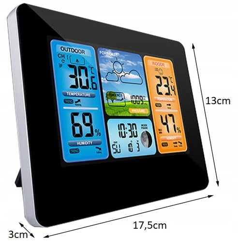 WIRELESS WEATHER STATION WEATHER HYGROMETER DCF CLOCK DATE + SENSOR Manufacturer code stacja pogody bezprzewodowa higrometr