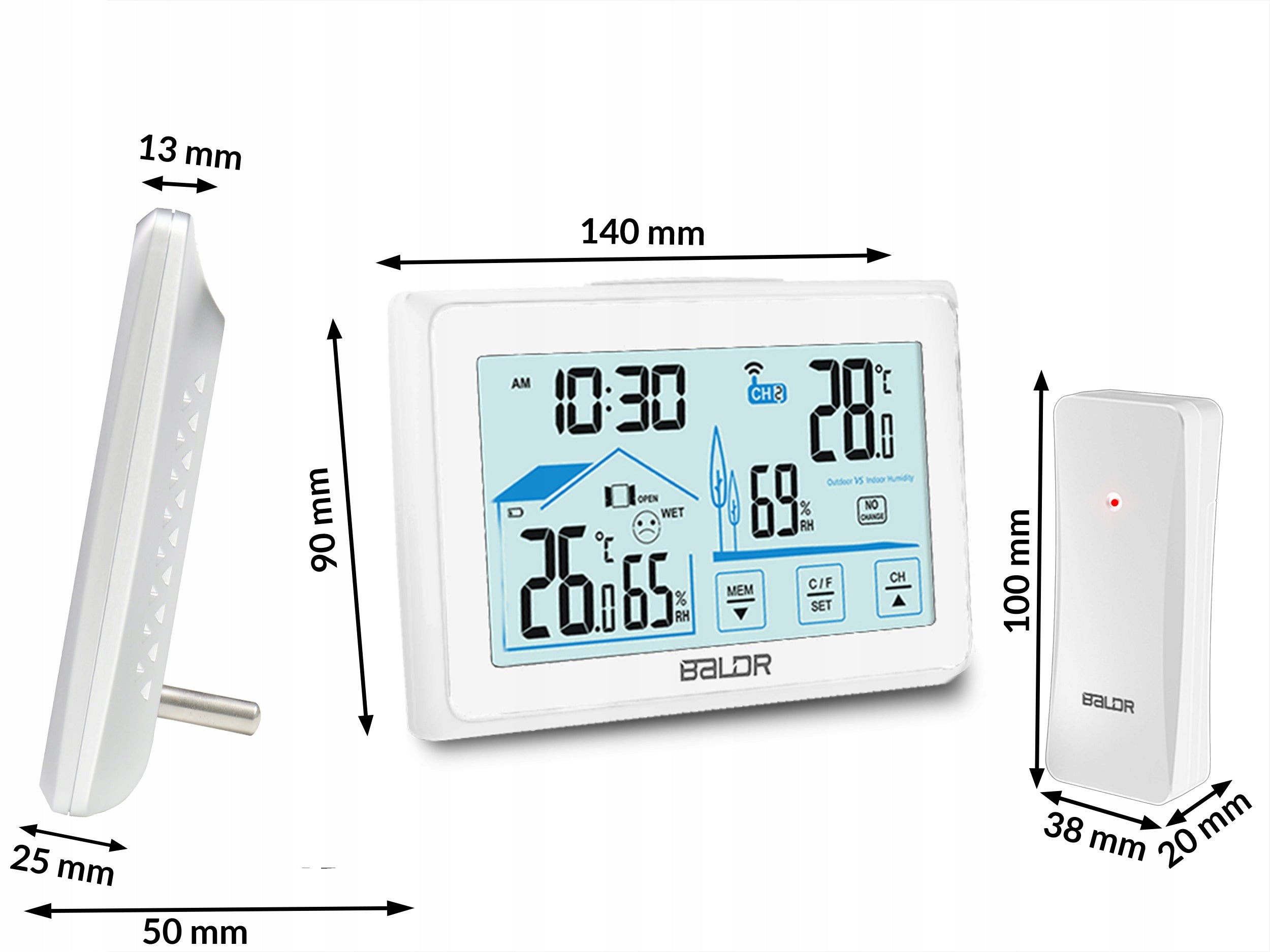 WIRELESS WEATHER STATION WEATHER HYGROMETER + SENSOR Model BD-910