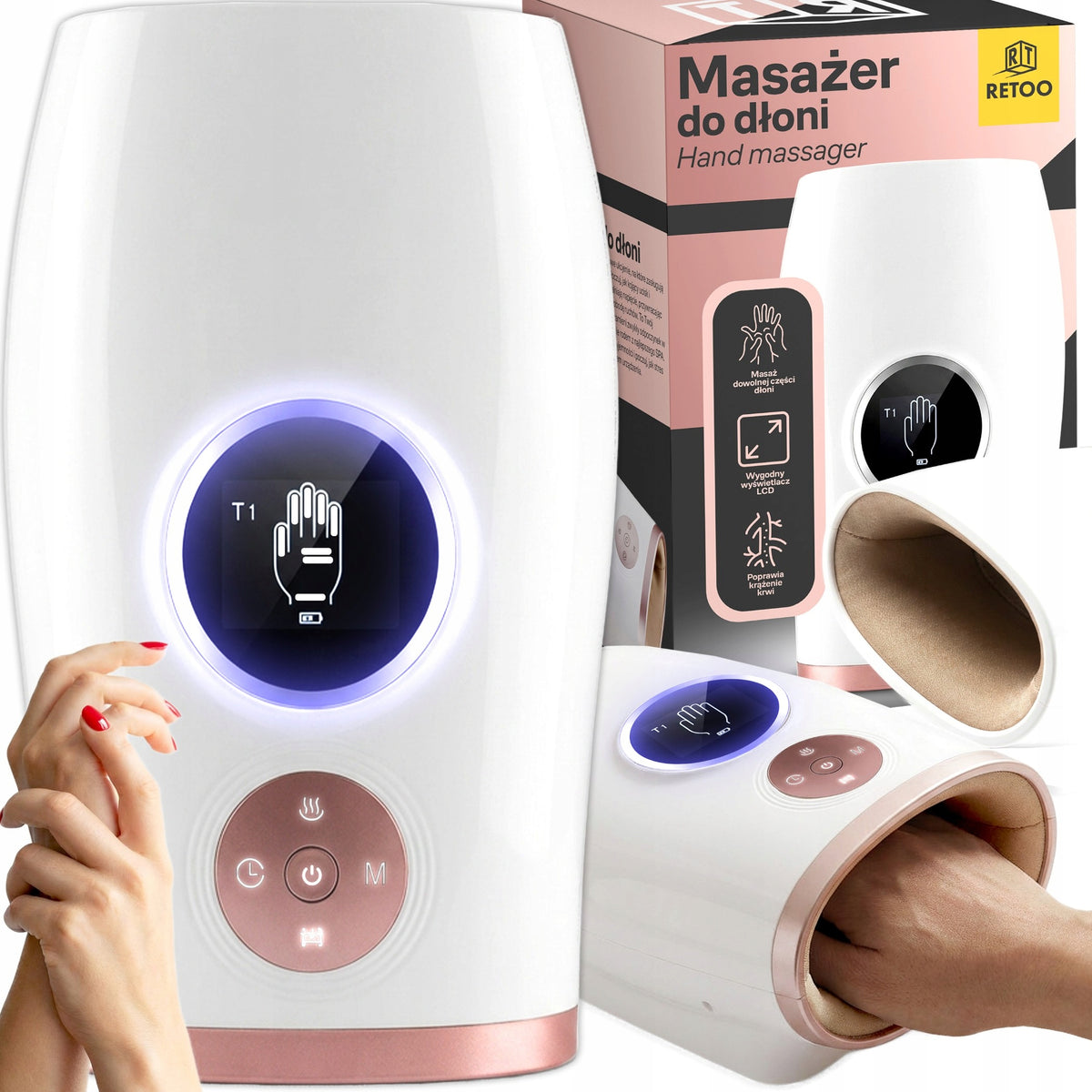 WIRELESS WRIST HAND MASSAGER WITH HEATING ACUPRESSURE RELAXATION Packaging status original