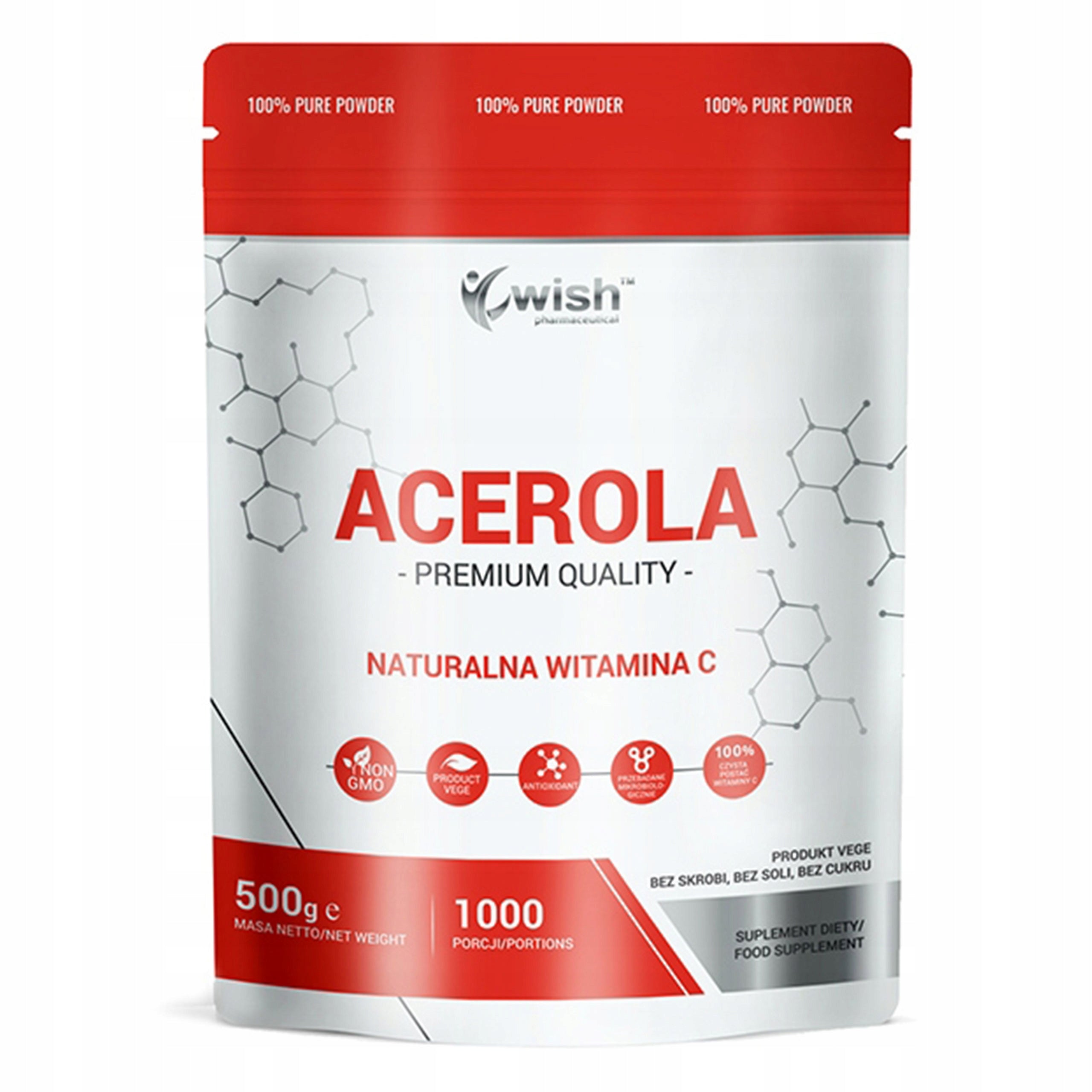 WISH Acerola 500mg Natural Vitamin C Powder 500 g