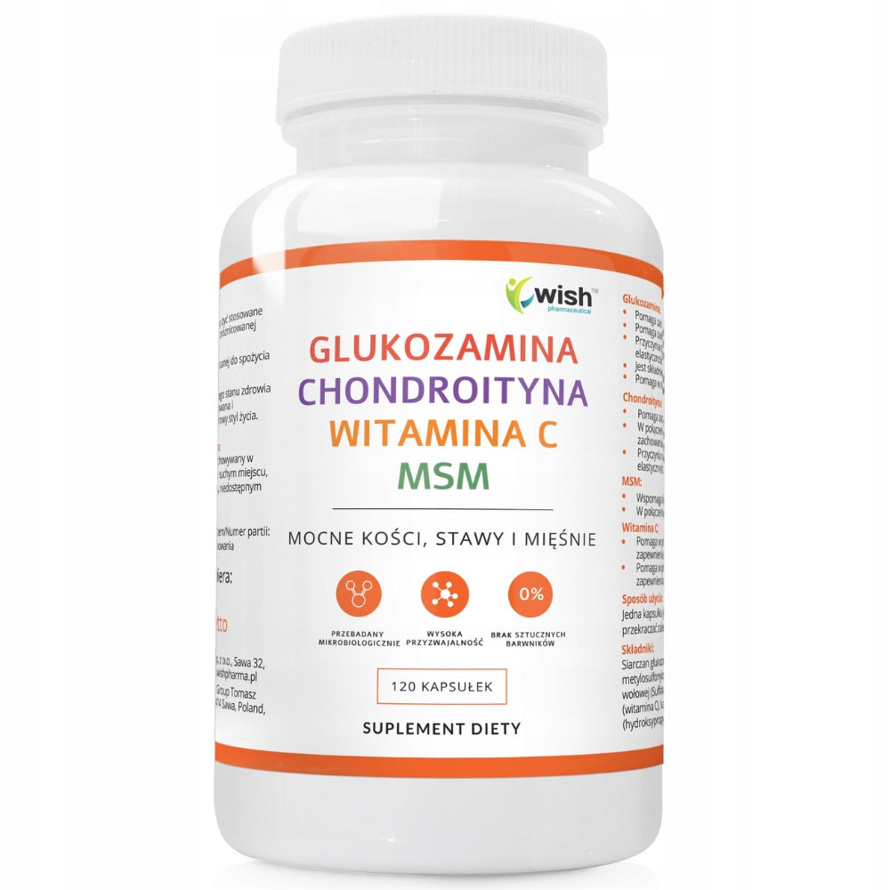 WISH GLUCOSAMINE | CHONDROITIN | MSM | VITAMIN C |120 capsules Manufacturer code WSH/GLUCHONMSM/120//