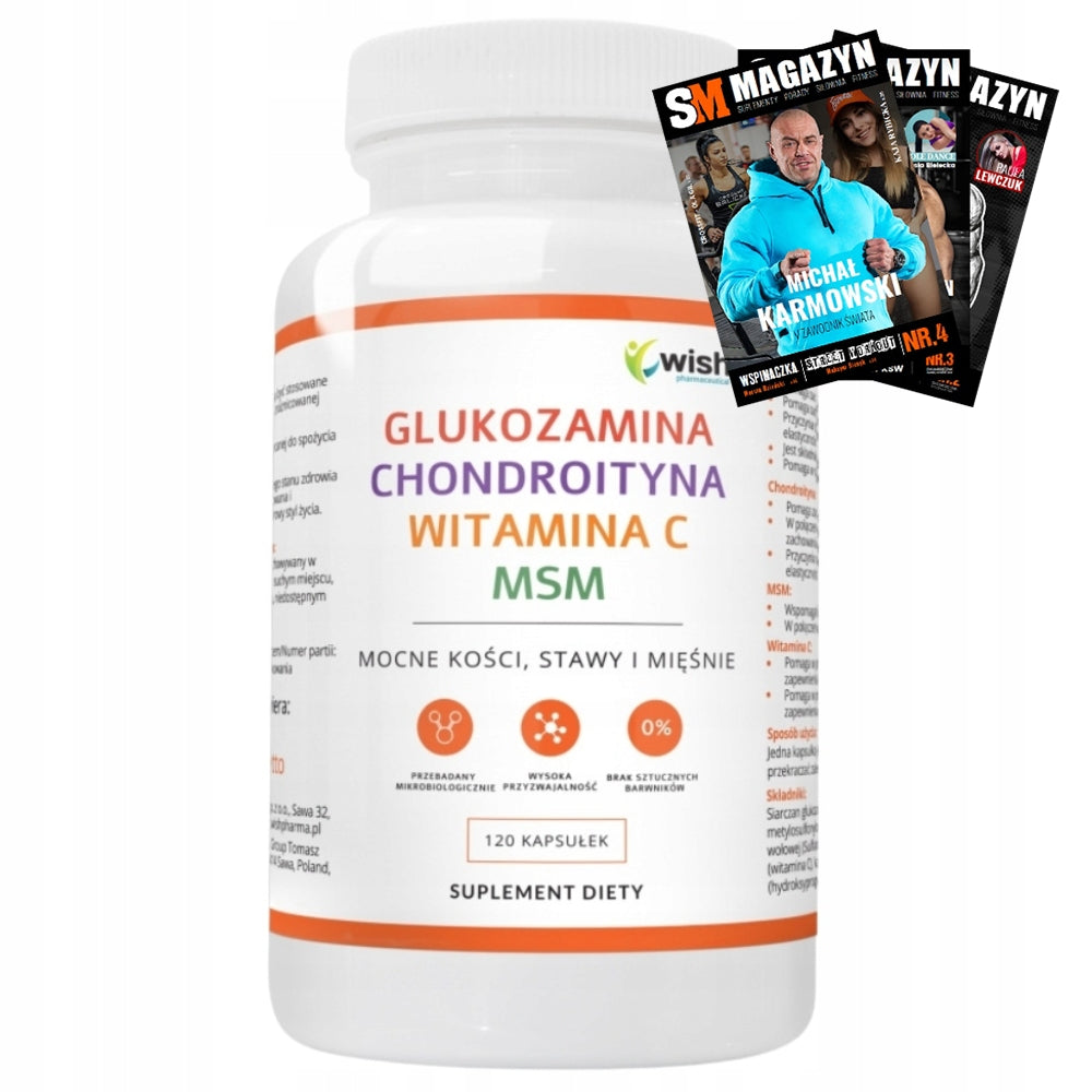 WISH GLUCOSAMINE CHONDROITIN MSM VITAMIN C FOR JOINTS IMMUNITY 120caps