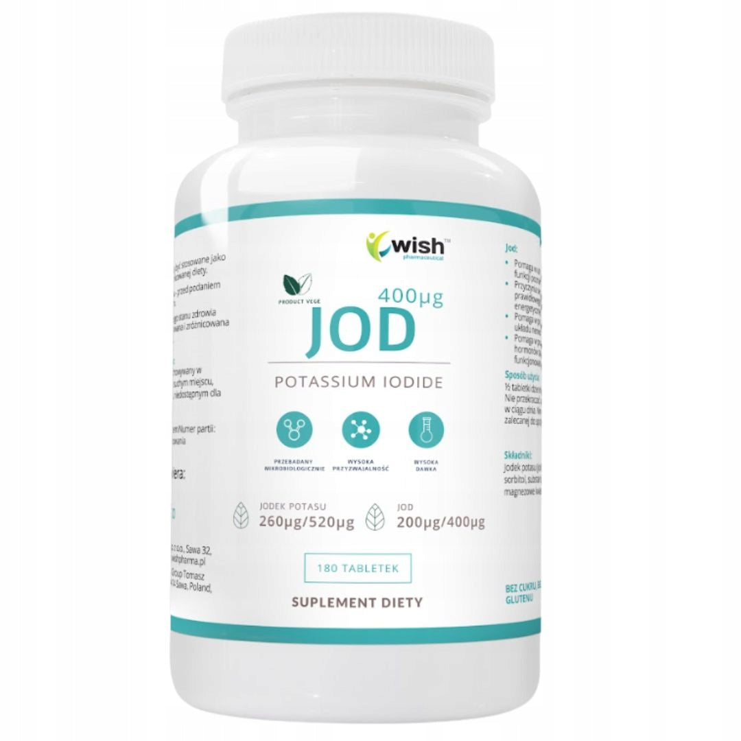 WISH Iodine Potassium iodide 400 mcg Thyroid 180 tablets