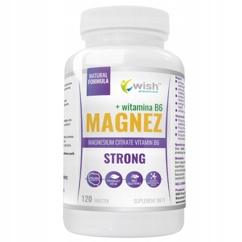 WISH MAGNESIUM STRONG B6 FORTE CONTRACTIONS MUSCLE STRESS BRAIN FATIGUE 120t Expiration date at least six months from the date of purchase