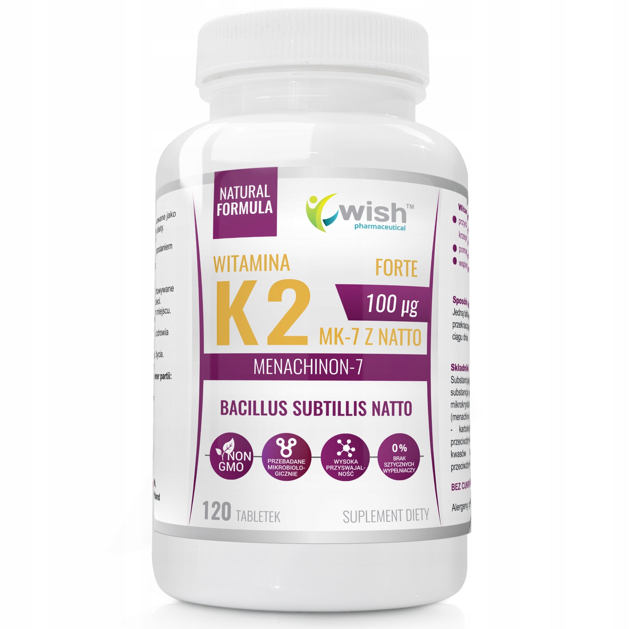 WISH VITAMIN K2 MK-7 WITH NATTO FORTE 100MCG 120k