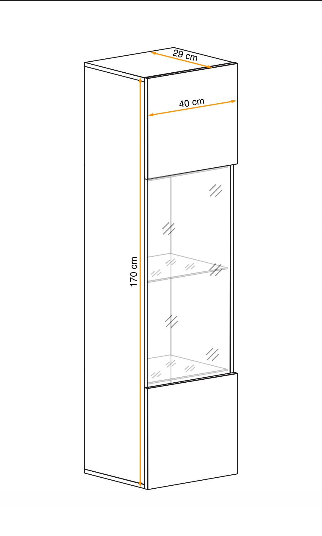 Vitrine Fly 42, weiß/schwarz 